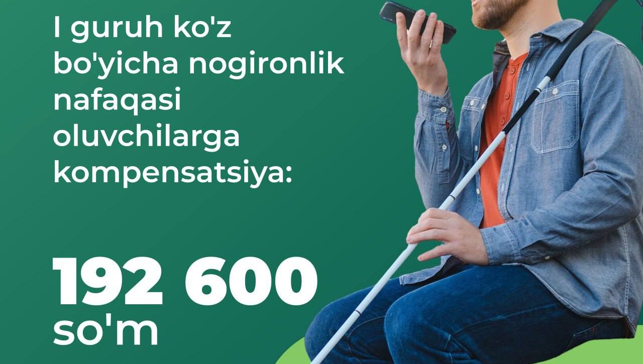 O‘zbekistonda nogironligi bo‘lgan shaxslar uchun qanday nafaqa va to‘lov turlari mavjud va ularning miqdori qanday?