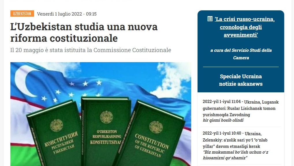Akademik  Akmal Saidovning konstitutsiyaviy  islohotlarga bag‘ishlangan maqolasi Italiyada e’lon qilindi