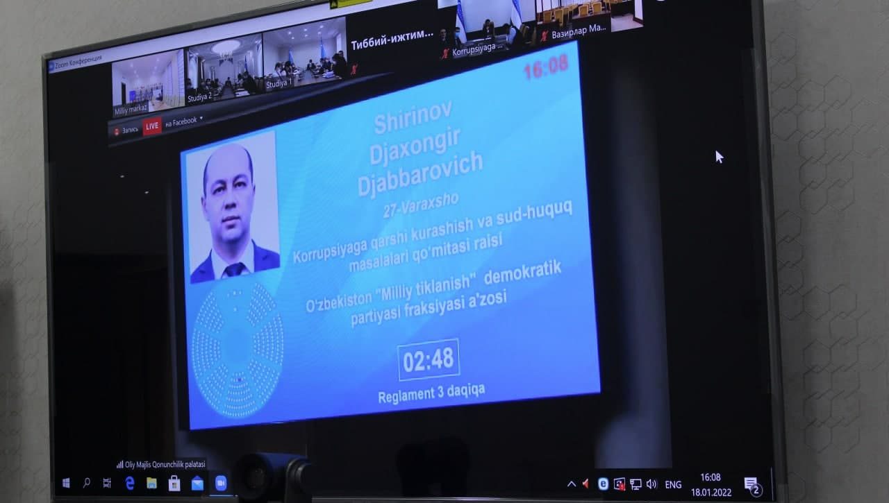 “O‘zbekiston Respublikasining Fuqarolik kodeksiga qiynoqqa solishdan jabrlanganlarga yetkazilgan zararni qoplash tartibini takomillashtirishga qaratilgan qo‘shimchalar kiritish to‘g‘risida”gi qonun loyihasi muhokama qilinmoqda.