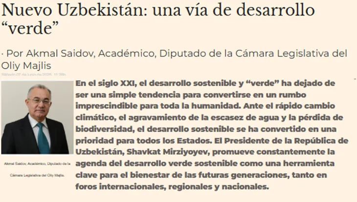 "El Mundo Financiero": O'zbekistonda ekologik madaniyatni shakllantirish, yosh avlodni ekologik tafakkur ruhida tarbiyalashga alohida e'tibor qaratilyapti