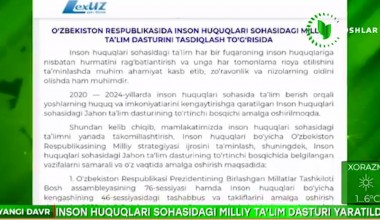 Инсон ҳуқуқлари соҳасидаги миллий таълим  дастури тасдиқланди